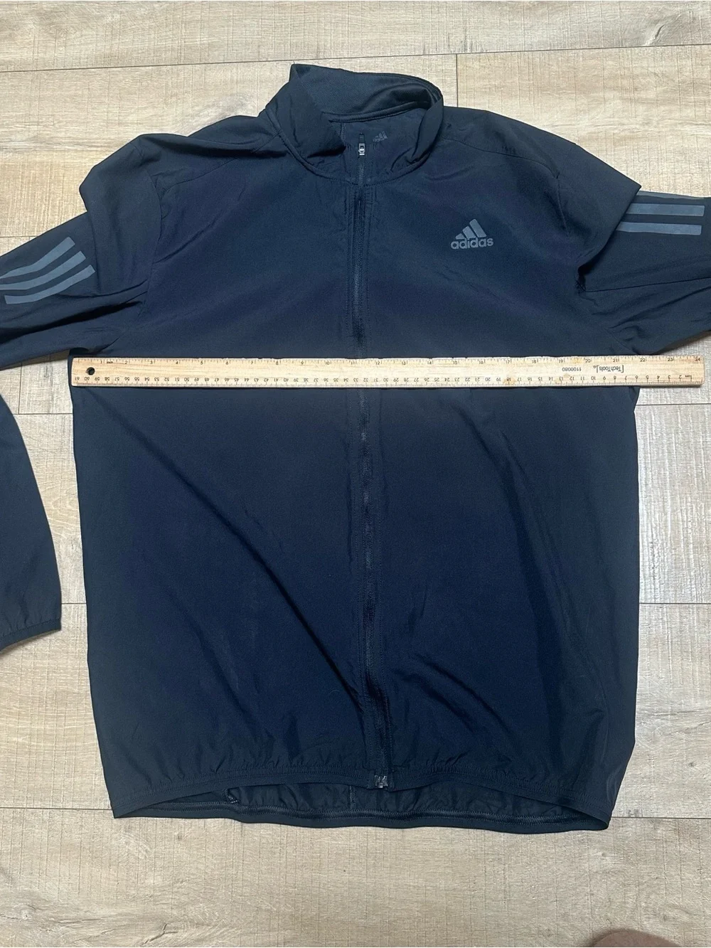 adidas Black Full-Zip Performance Jacket with Reflective Stripes